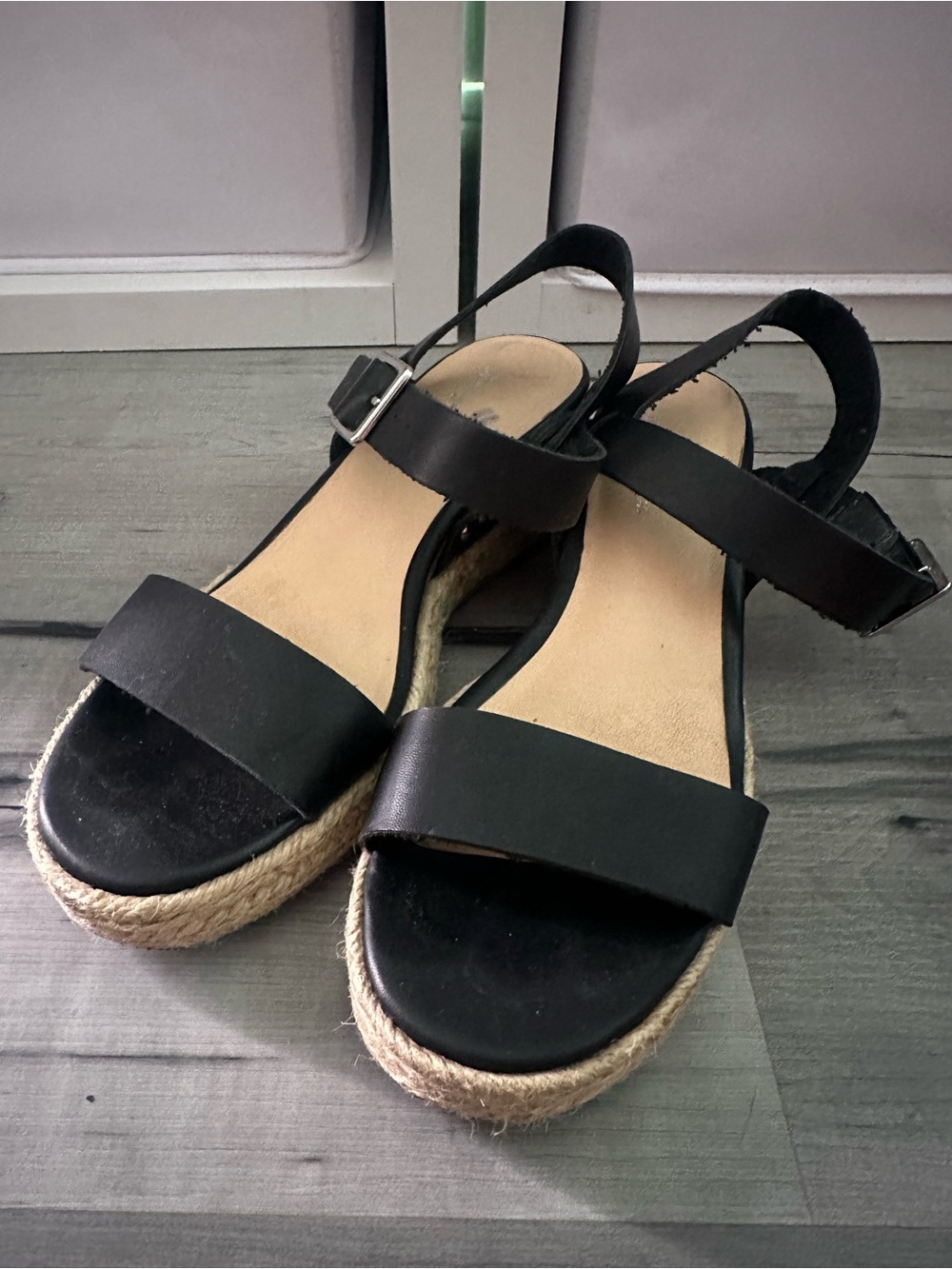 Women's Black Espadrille Platform Sandals - Classic Slingback
